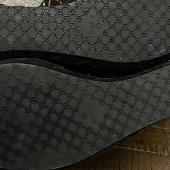 Gucci Horsebit Espadrille Black Wedges Size 5.5 155041