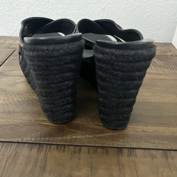 Gucci Horsebit Espadrille Black Wedges Size 5.5 155041