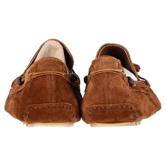 Gucci Tassel Detail Moccasins in Brown Suede