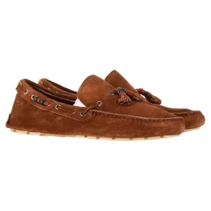 Gucci Tassel Detail Moccasins in Brown Suede