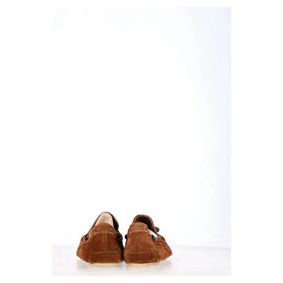 Gucci Tassel Detail Moccasins in Brown Suede