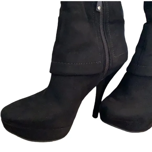 Guess by Marciano over the knee black suede heel boots size 9