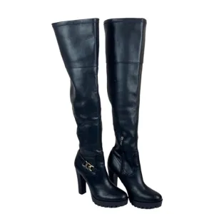 GUESS Size 6.5 Tailia Lug Platform Over The Knee Boots Black New