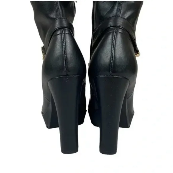 GUESS Size 6.5 Tailia Lug Platform Over The Knee Boots Black New