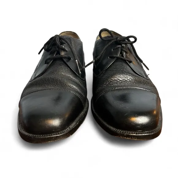 Guido‎ - Men’s Black Leather Derby Shoes Lace Up - Sz. 39