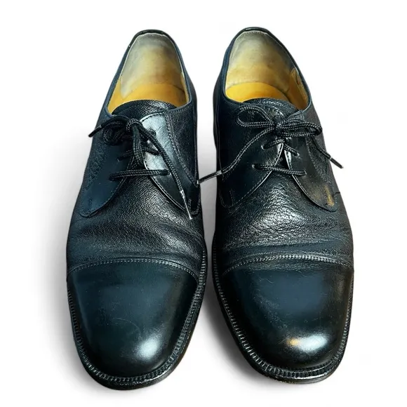 Guido‎ - Men’s Black Leather Derby Shoes Lace Up - Sz. 39