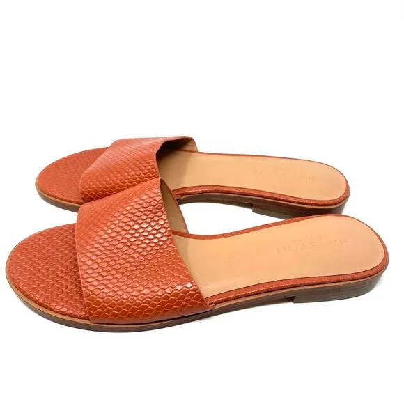 Halston | Orange Sandals Flats Leather Lauren 10