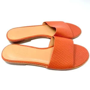 Halston | Orange Sandals Flats Leather Lauren 10