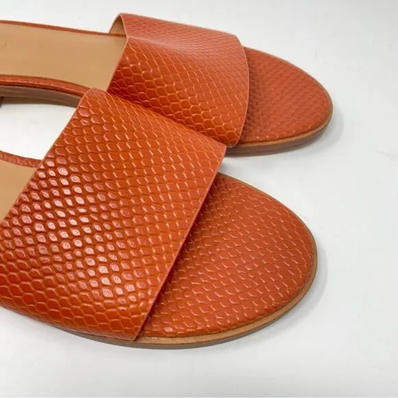 Halston | Orange Sandals Flats Leather Lauren 10