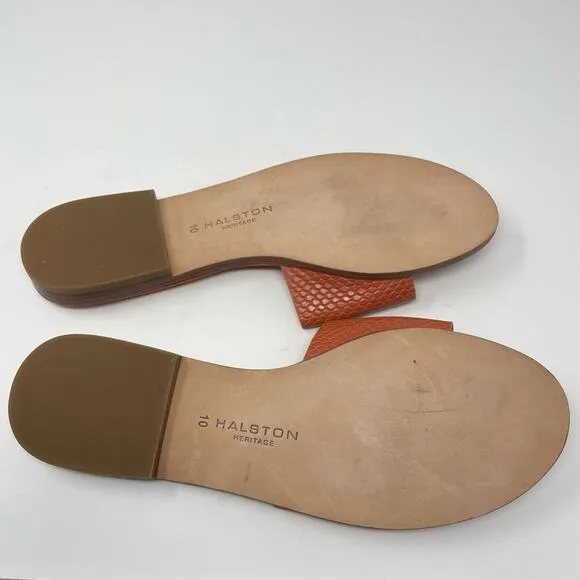 Halston | Orange Sandals Flats Leather Lauren 10