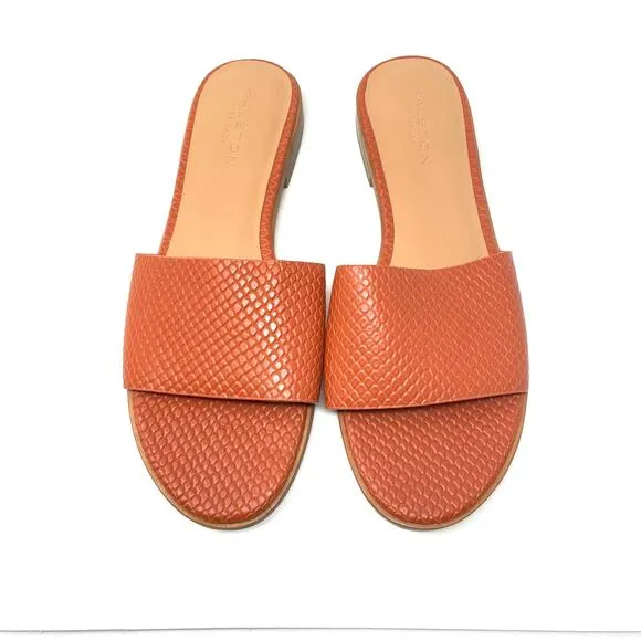 Halston | Orange Sandals Flats Leather Lauren 10