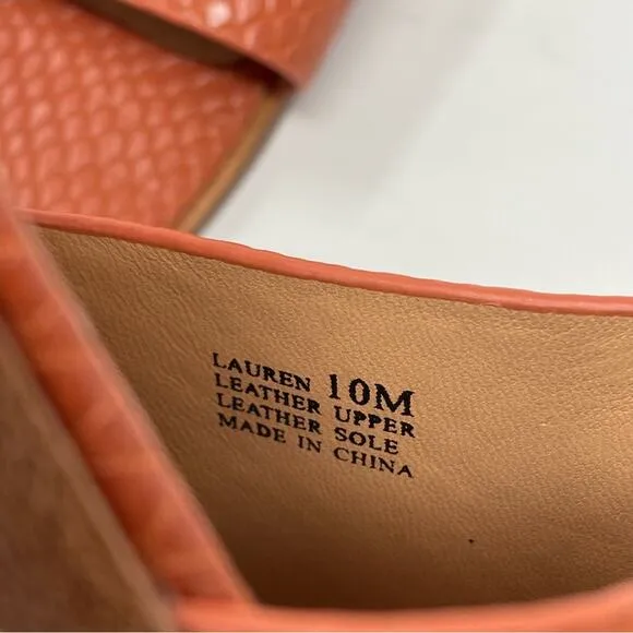 Halston | Orange Sandals Flats Leather Lauren 10