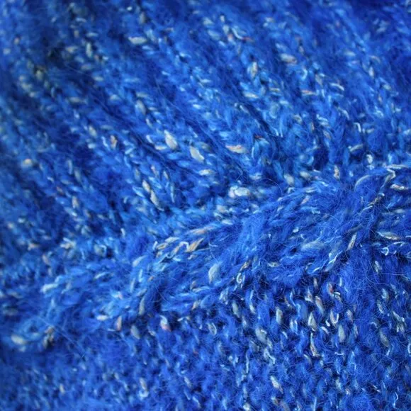Hand crafted knit wool mohair teddy bear blue sweater vest fisherman Mr. Mittens