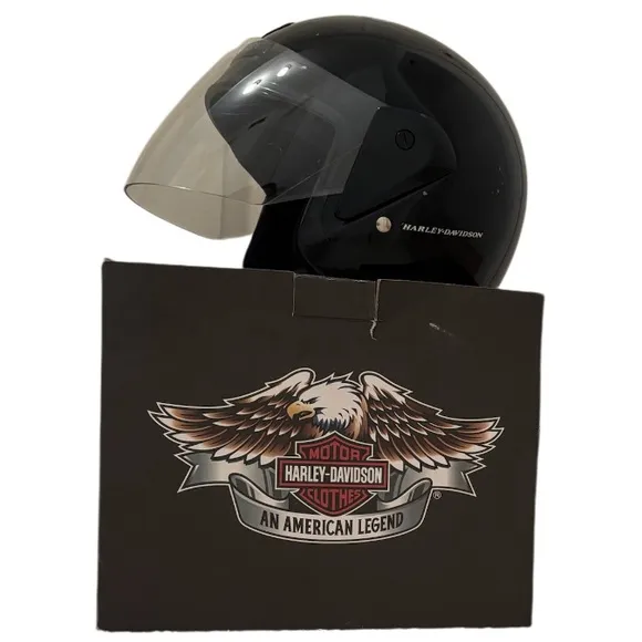 Harley Davidson Helmet Motorcycle Jet Gloss Black Moto Biker Gloves Size XXL