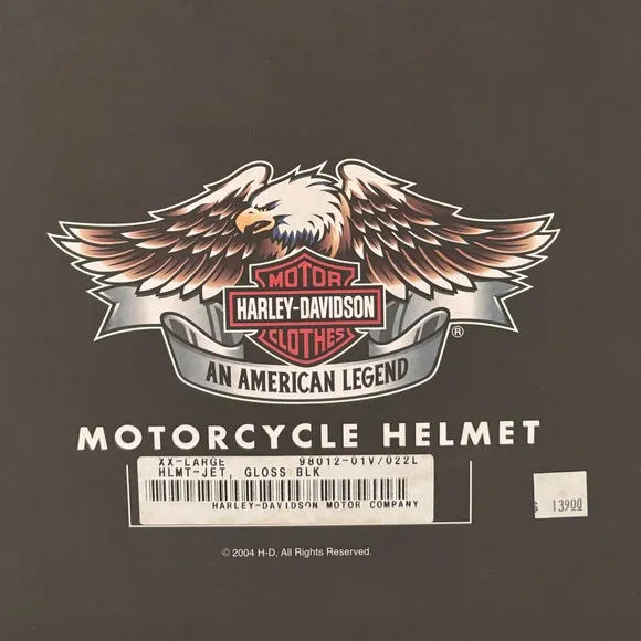 Harley Davidson Helmet Motorcycle Jet Gloss Black Moto Biker Gloves Size XXL