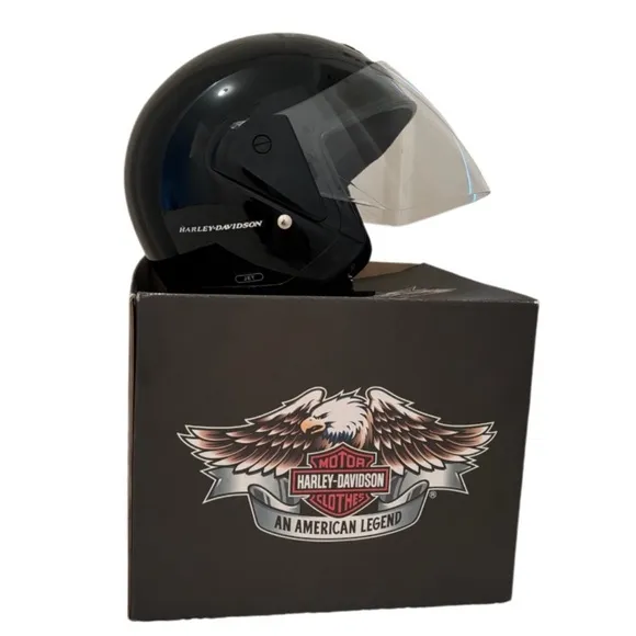 Harley Davidson Helmet Motorcycle Jet Gloss Black Moto Biker Gloves Size XXL