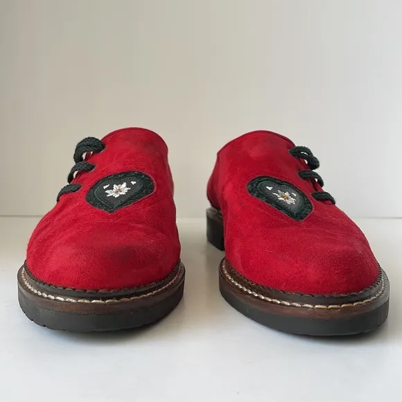 Haus Belir Red Suede Traditional Bavarian Shoes Size 10.5 EU 41