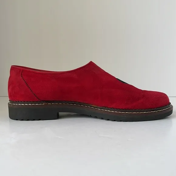 Haus Belir Red Suede Traditional Bavarian Shoes Size 10.5 EU 41