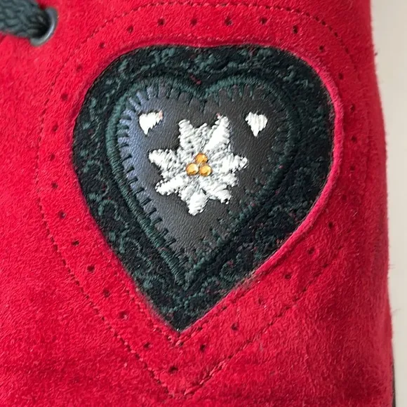 Haus Belir Red Suede Traditional Bavarian Shoes Size 10.5 EU 41