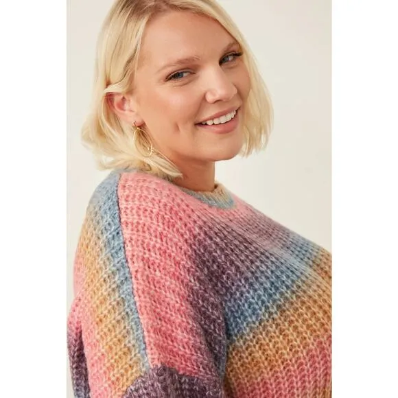 HAYDEN Paige Plus Ombre Rainbow Chunky Knit Sweater 2X