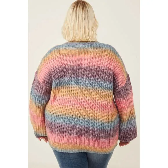 HAYDEN Paige Plus Ombre Rainbow Chunky Knit Sweater 2X
