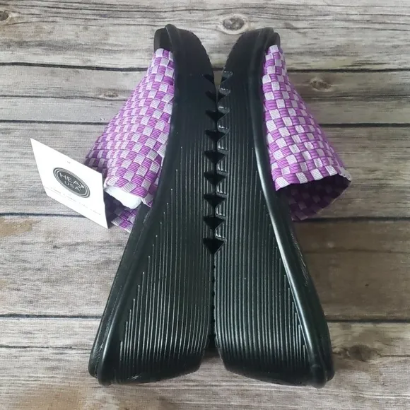 Heal USA Abby purple &amp; gray slip on black wedge