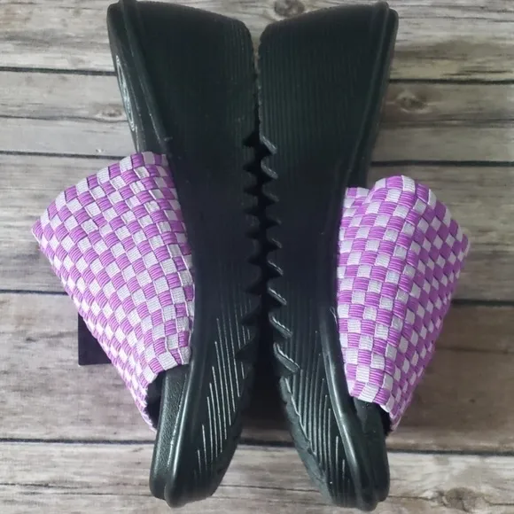 Heal USA Abby purple &amp; gray slip on black wedge