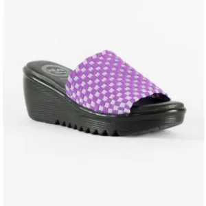 Heal USA Abby purple &amp; gray slip on black wedge