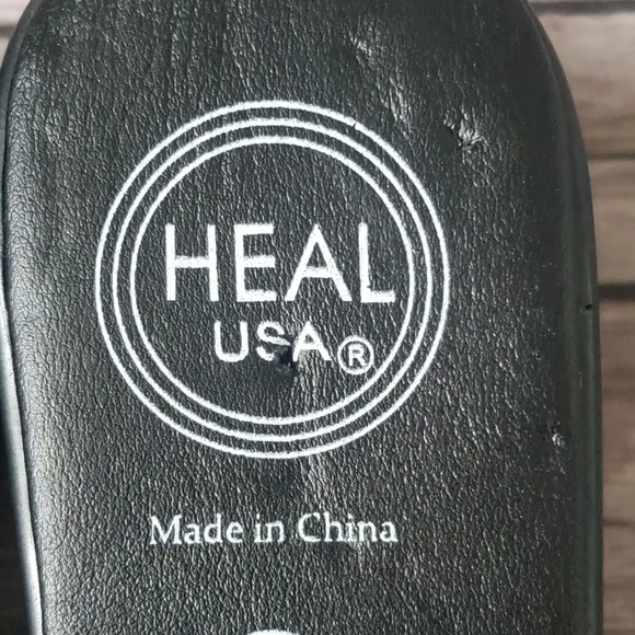 Heal USA Abby purple &amp; gray slip on black wedge