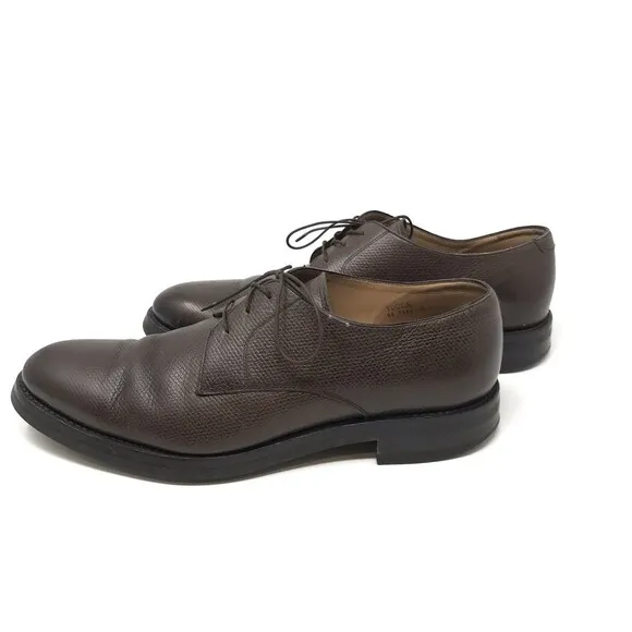 Heschung Men's Yucca Shoes Size 10.5 Brown Textured Leather Derby Goodyear Welt