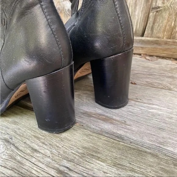 HGA Italian black heeled leather boots with fur lining size 7
