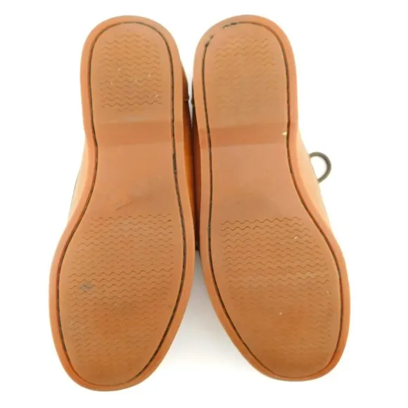 HITCHCOCK Brown Leather Men's Slip-on Deck Shoes Boat Shoes 8.5 3E Extra Wide