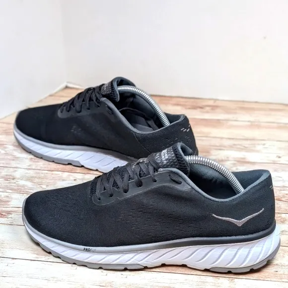 Hoka One One Cavu 2 ProFly Black Gray White Canvas Athletic Sneakers Shoe Men 10