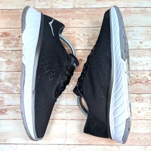 Hoka One One Cavu 2 ProFly Black Gray White Canvas Athletic Sneakers Shoe Men 10