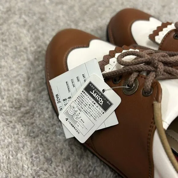 Honma Golf Shoes Women's 7.5 US 23.5 Japan Brown White Leather‎ New in Box