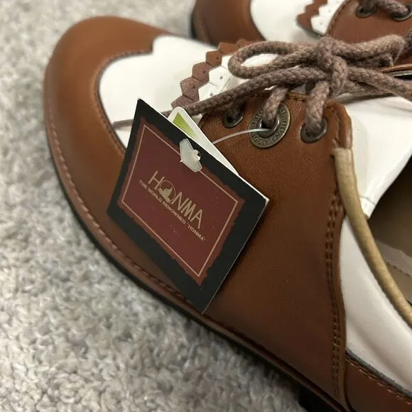 Honma Golf Shoes Women's 7.5 US 23.5 Japan Brown White Leather‎ New in Box