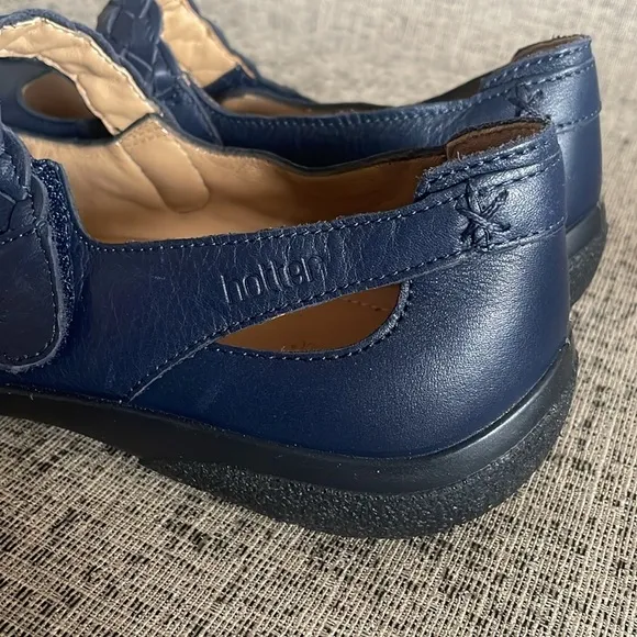 Hotter Women's Shake Mary Jane Navy Blue Leather Flats Size 11 Eu 43 UK 9