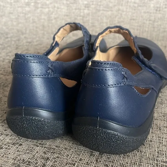 Hotter Women's Shake Mary Jane Navy Blue Leather Flats Size 11 Eu 43 UK 9