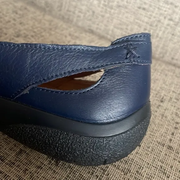 Hotter Women's Shake Mary Jane Navy Blue Leather Flats Size 11 Eu 43 UK 9