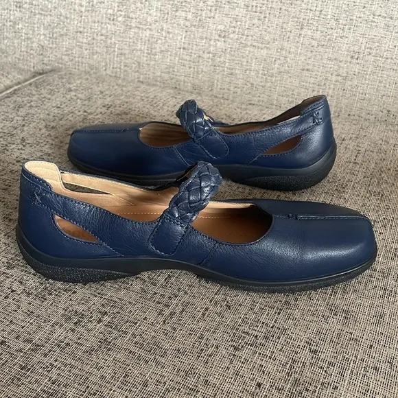 Hotter Women's Shake Mary Jane Navy Blue Leather Flats Size 11 Eu 43 UK 9