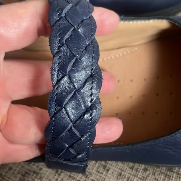 Hotter Women's Shake Mary Jane Navy Blue Leather Flats Size 11 Eu 43 UK 9