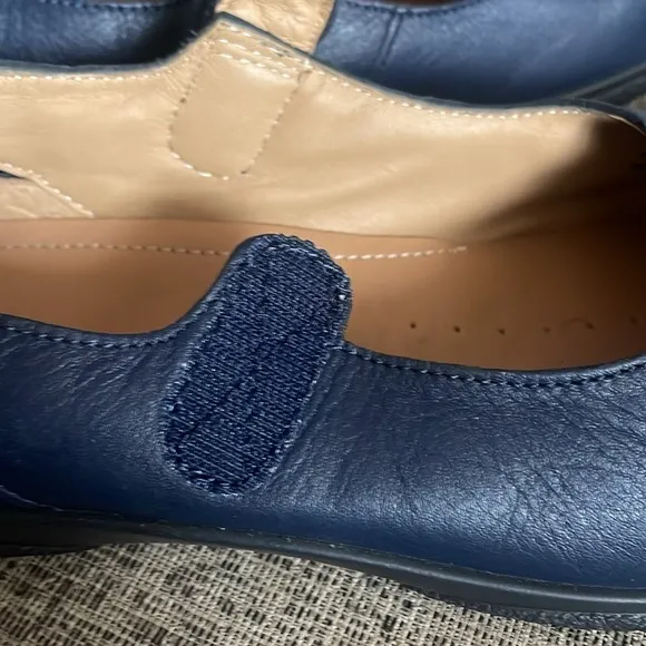 Hotter Women's Shake Mary Jane Navy Blue Leather Flats Size 11 Eu 43 UK 9