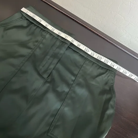House of Harlow satin maxi utility skirt with front slit, green, size S