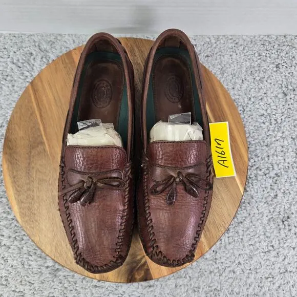 H.S. Trask Bozeman Montana Brown Leather Boat Tassel Driving Moccasin Mens 9.5
