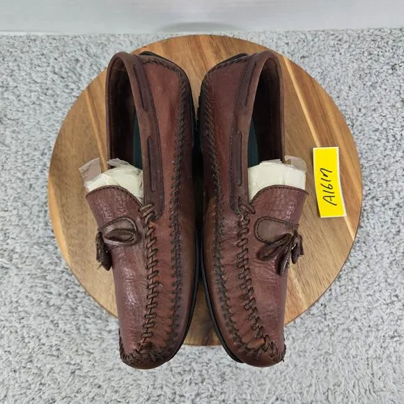 H.S. Trask Bozeman Montana Brown Leather Boat Tassel Driving Moccasin Mens 9.5