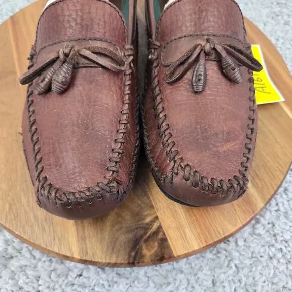 H.S. Trask Bozeman Montana Brown Leather Boat Tassel Driving Moccasin Mens 9.5