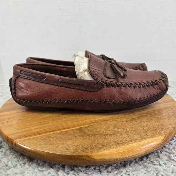 H.S. Trask Bozeman Montana Brown Leather Boat Tassel Driving Moccasin Mens 9.5