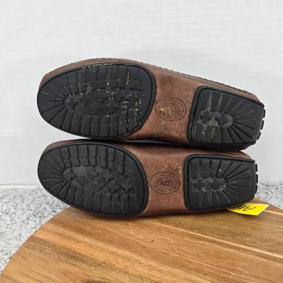H.S. Trask Bozeman Montana Brown Leather Boat Tassel Driving Moccasin Mens 9.5