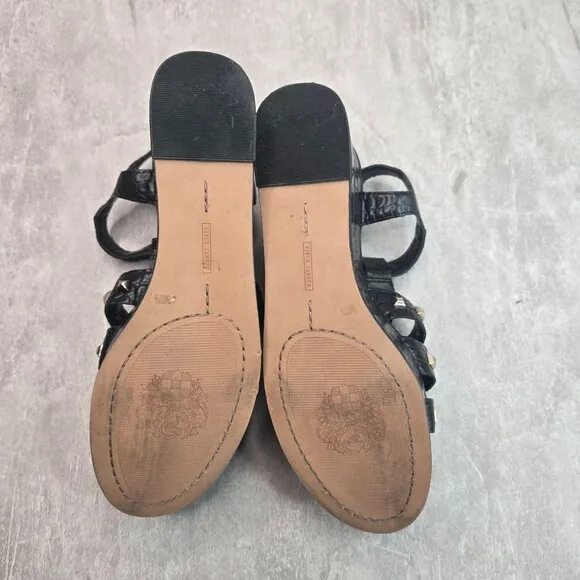 Huarache Fisherman Platform Sandals Black Croc Y2K Grunge Studded Chunky Wedges