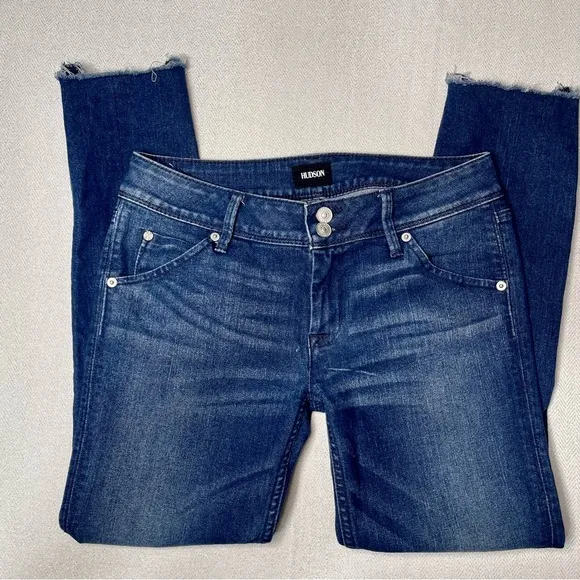 Hudson Jeans Collin Flap Skinny Crop Distressed Frayed Hem Jean 27